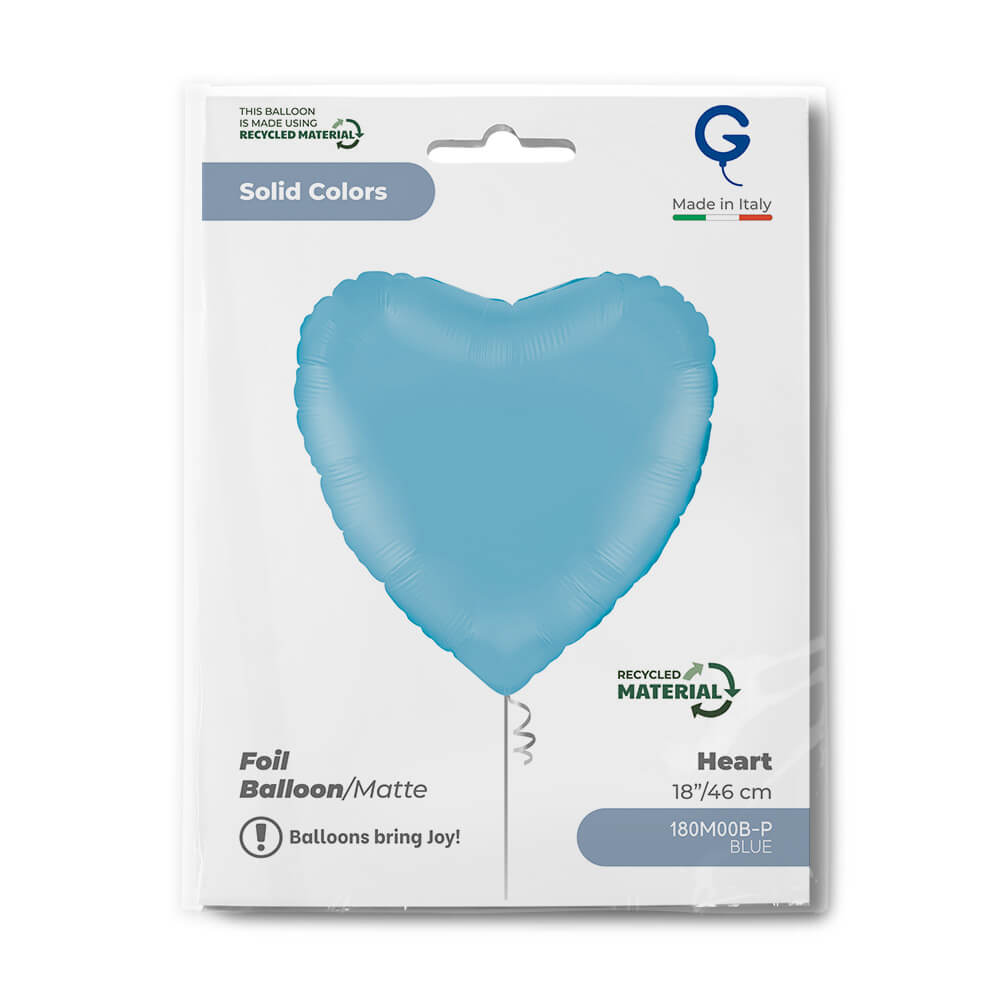 Heart 18inc Matte Blue Single Pack