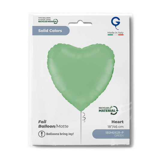 Heart 18inc Matte Green Single Pack