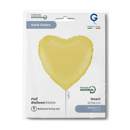 Heart 18inc Matte Yellow Single Pack