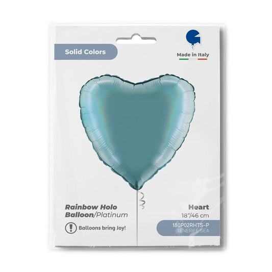 Heart 18inc Rainbow Holographic Platinum Tenerife Sea