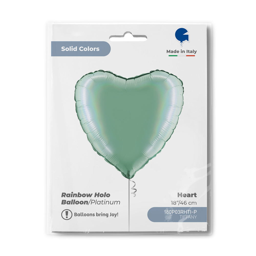 Heart 18inc Rainbow Holographic Platinum Tiffany