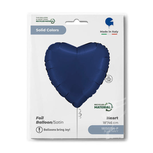 Heart 18inc Satin Blue Navy
