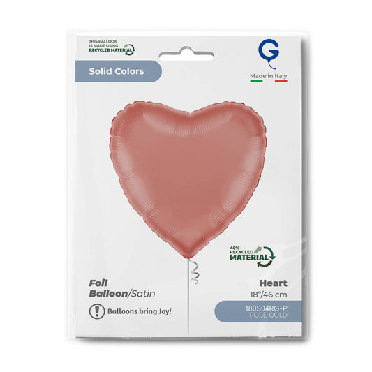Heart 18" Satin Rose Gold - Single Pack