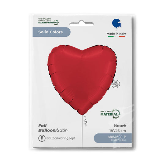 Heart 18inc Satin Rubin Red