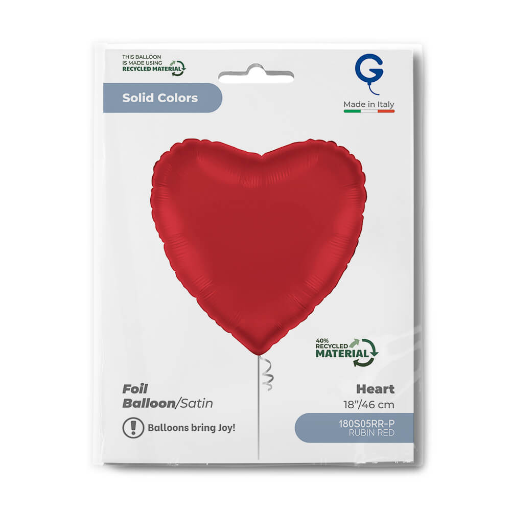 Heart 18" Satin Rubin Red - Single Pack