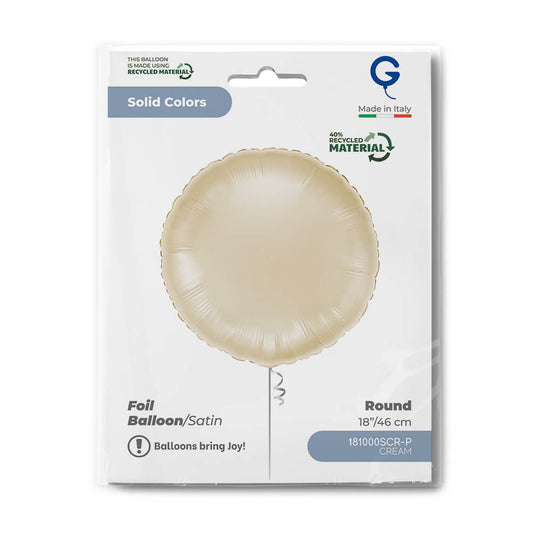Round 18inc Satin Cream Single Pack