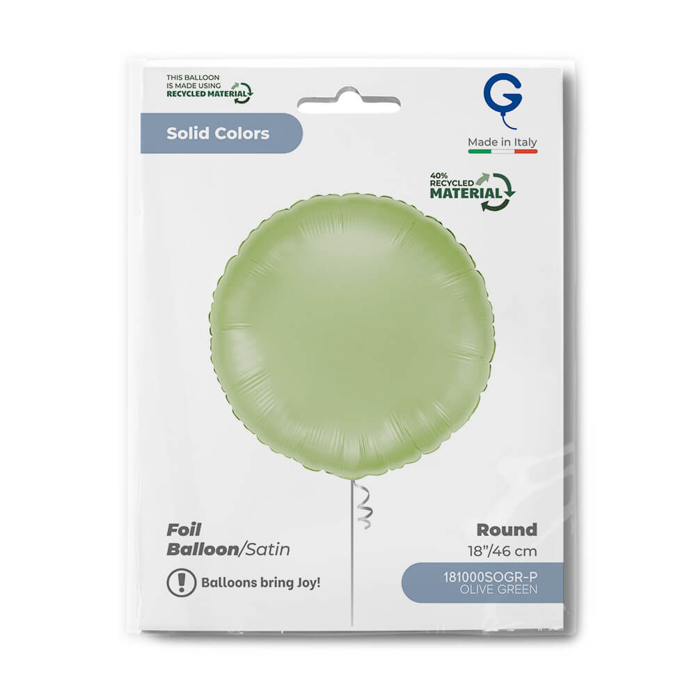Round 18inc Satin Olive Green Single Pack