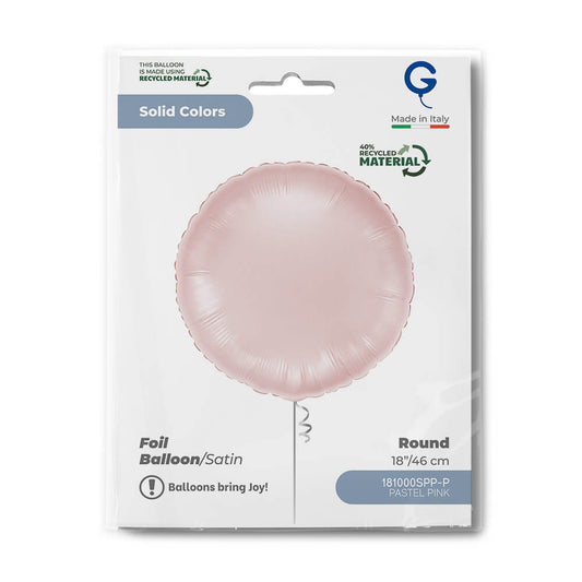 Round 18inc Satin Pastel Pink Single Pack