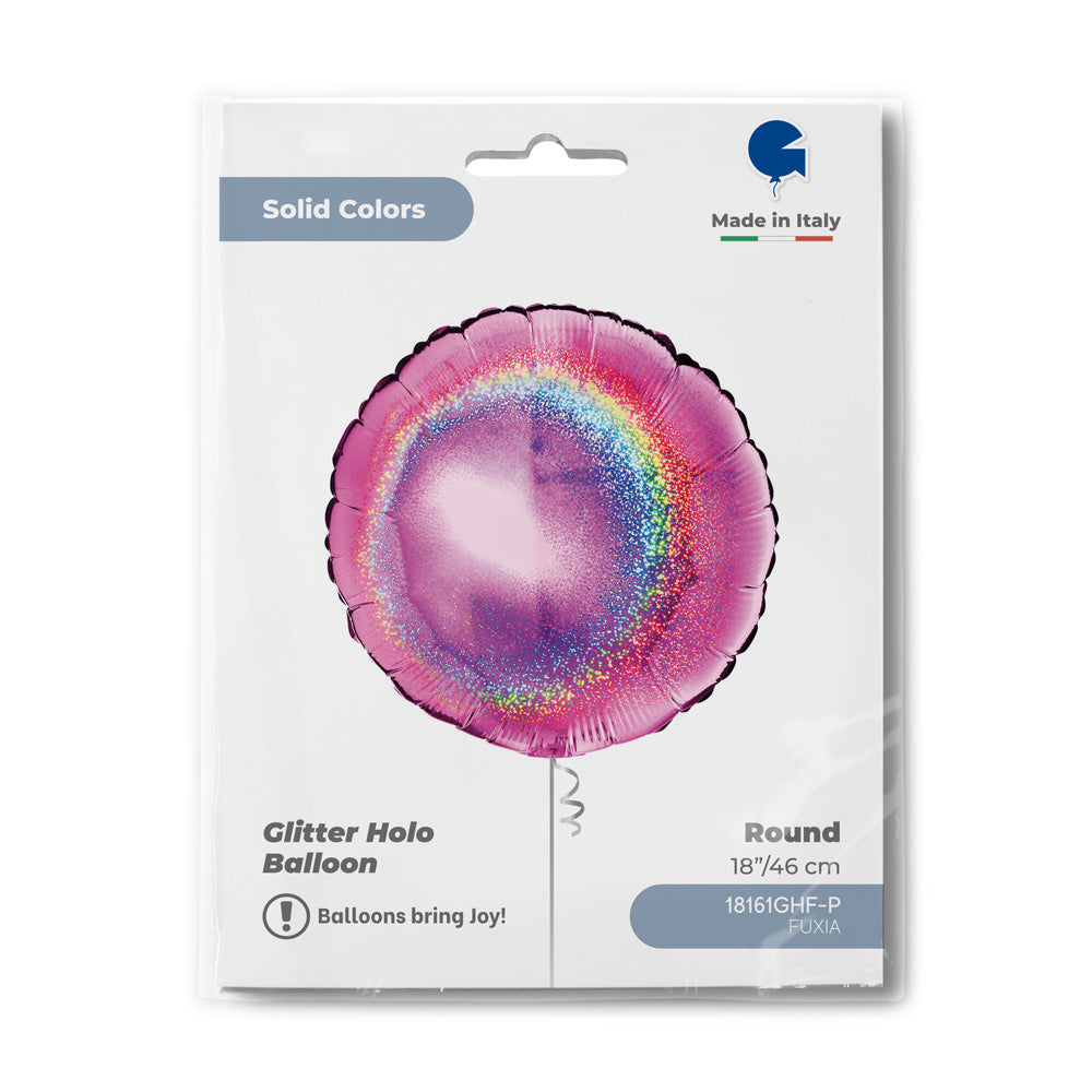 Round 18inc Glitter Holographic Fuxia
