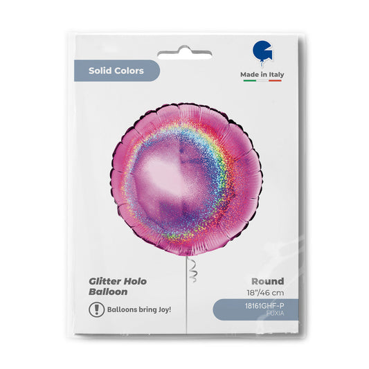 Round 18inc Glitter Holographic Fuxia