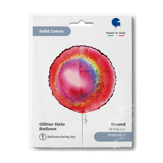 Round 18inc Glitter Holographic Red