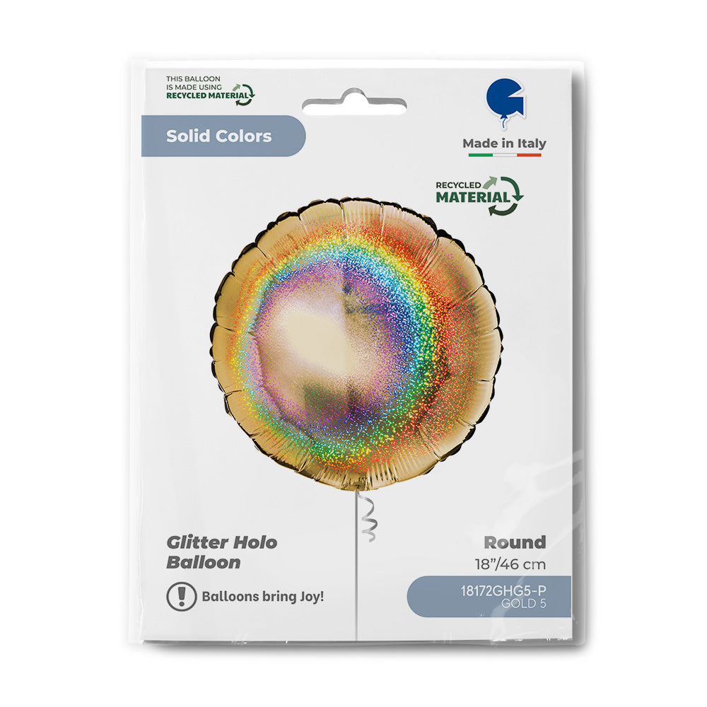 Round 18inc Glitter Holographic Gold 5