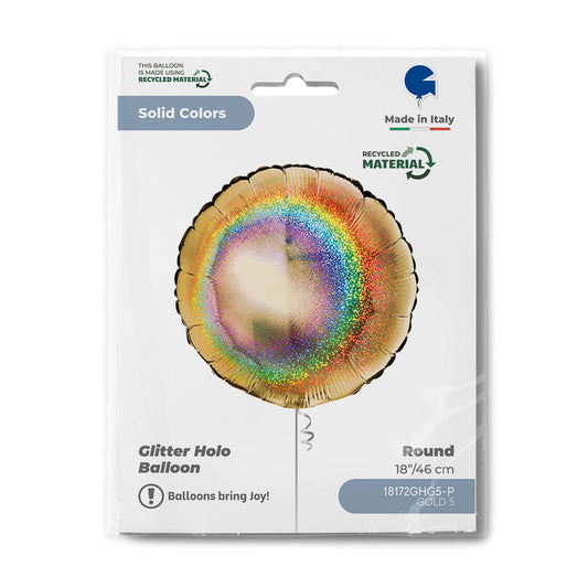Round 18inc Glitter Holographic Gold 5