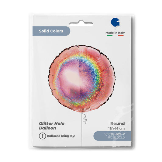 Round 18inc Glitter Holographic Rose Gold