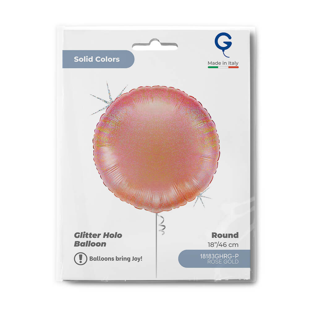 Round 18inc Glitter Holographic Rose Gold - Single Pack