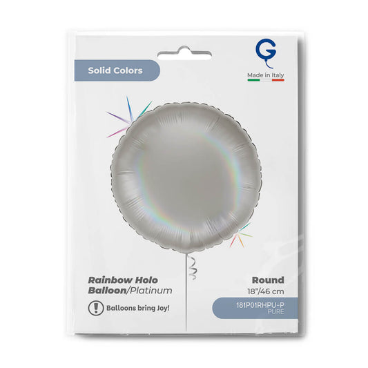 Round 18" Rainbow Holographic Platinum Pure - Single Pack