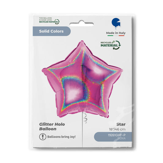 Star 18inc Glitter Holographic Fuxia