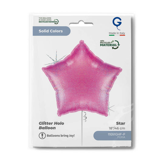 Star 18inc Glitter Holographic Fuxia - Single Pack