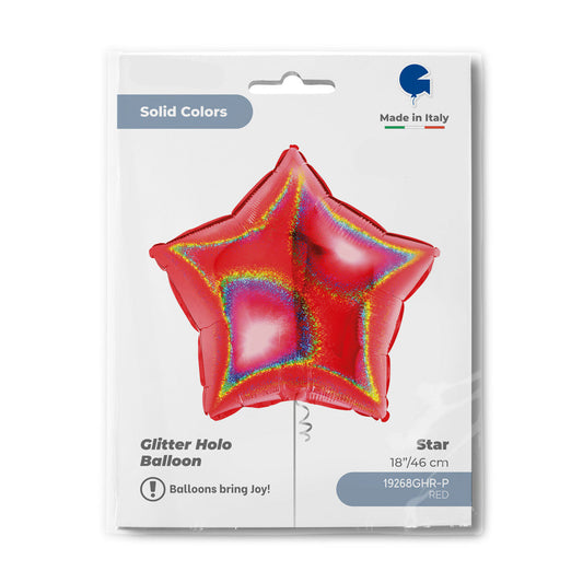 Star 18inc Glitter Holographic Red