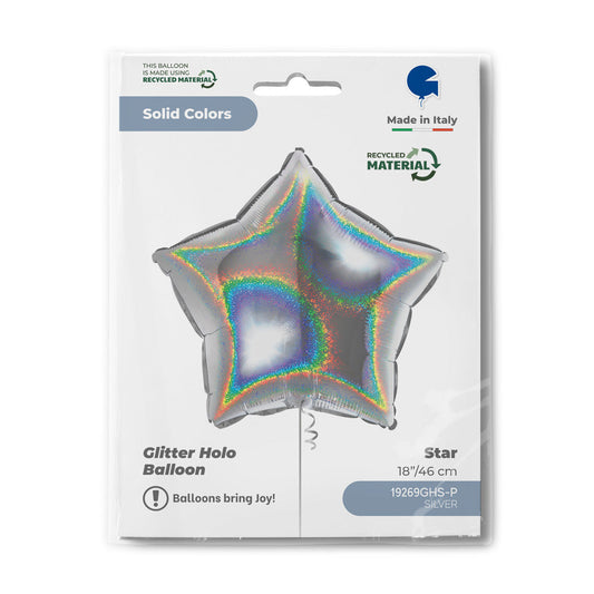 Star 18inc Glitter Holographic Silver