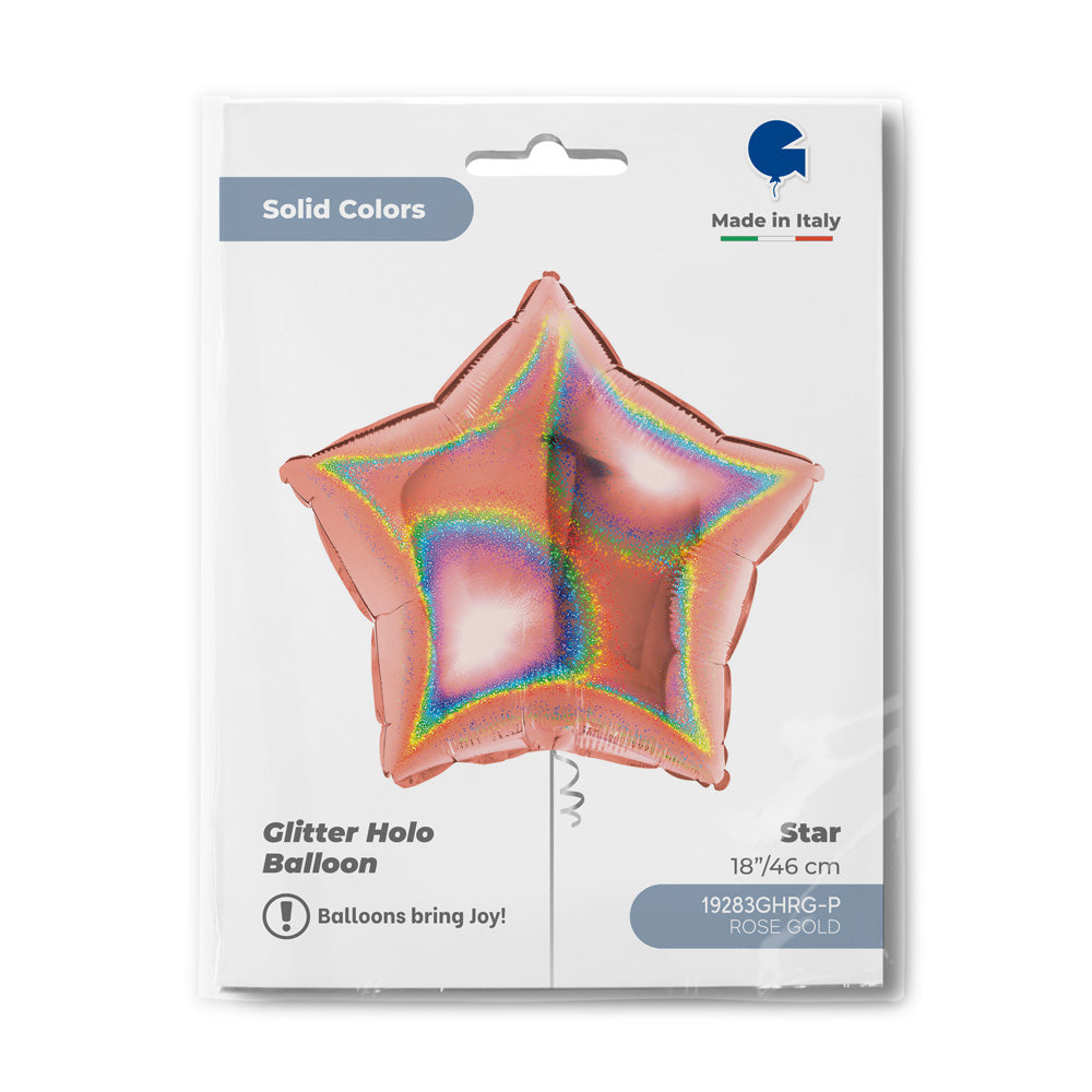 Star 18inc Glitter Holographic Rose Gold