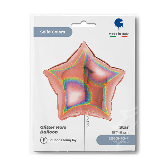 Star 18inc Glitter Holographic Rose Gold