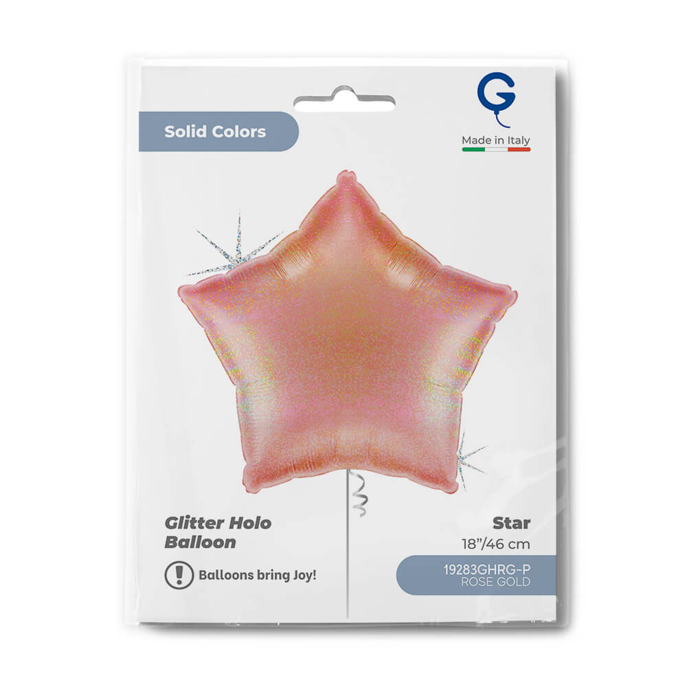 Star 18inc Glitter Holographic Rose Gold - Single Pack