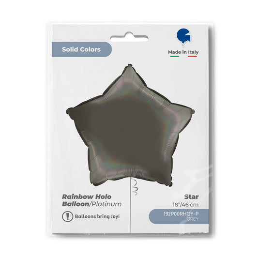 Star 18inc Rainbow Holographic Platinum Grey