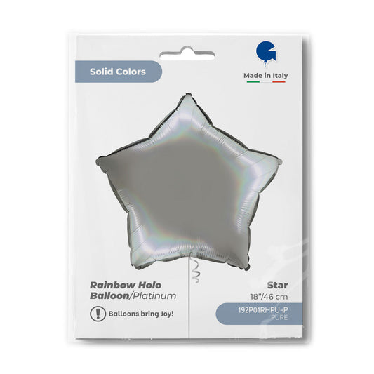 Star 18inc Rainbow Holographic Platinum Pure