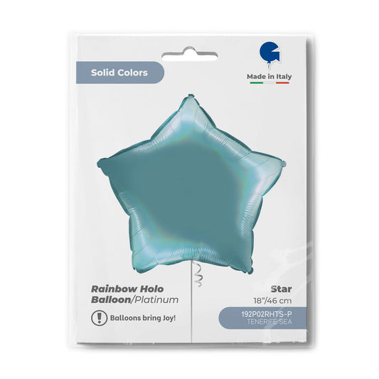 Star 18inc Rainbow Holographic Platinum Tenerife Sea