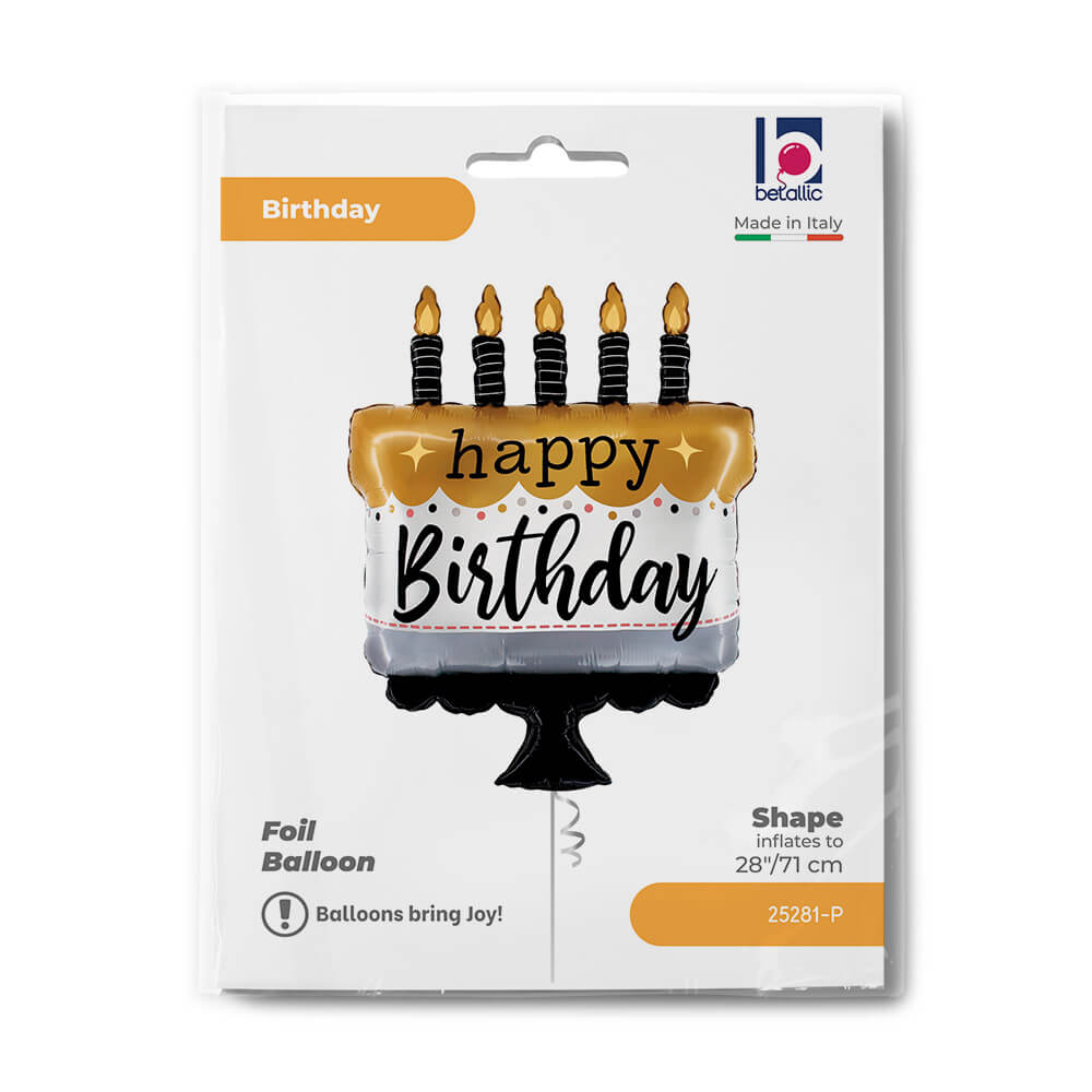 Satin Metallic Birthday Cake Balloon