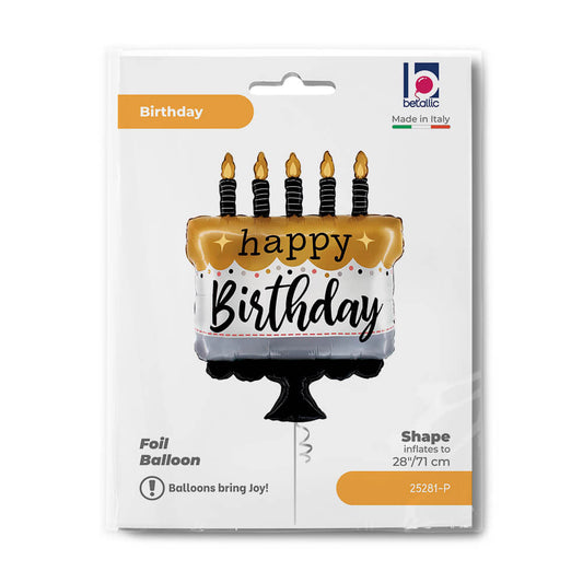 Satin Metallic Birthday Cake Balloon