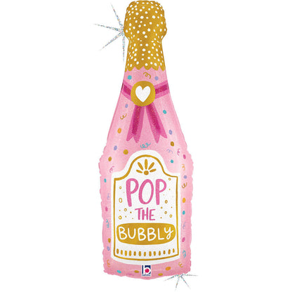 Bubbly Champagne Bottle Glitter Holographic (W)