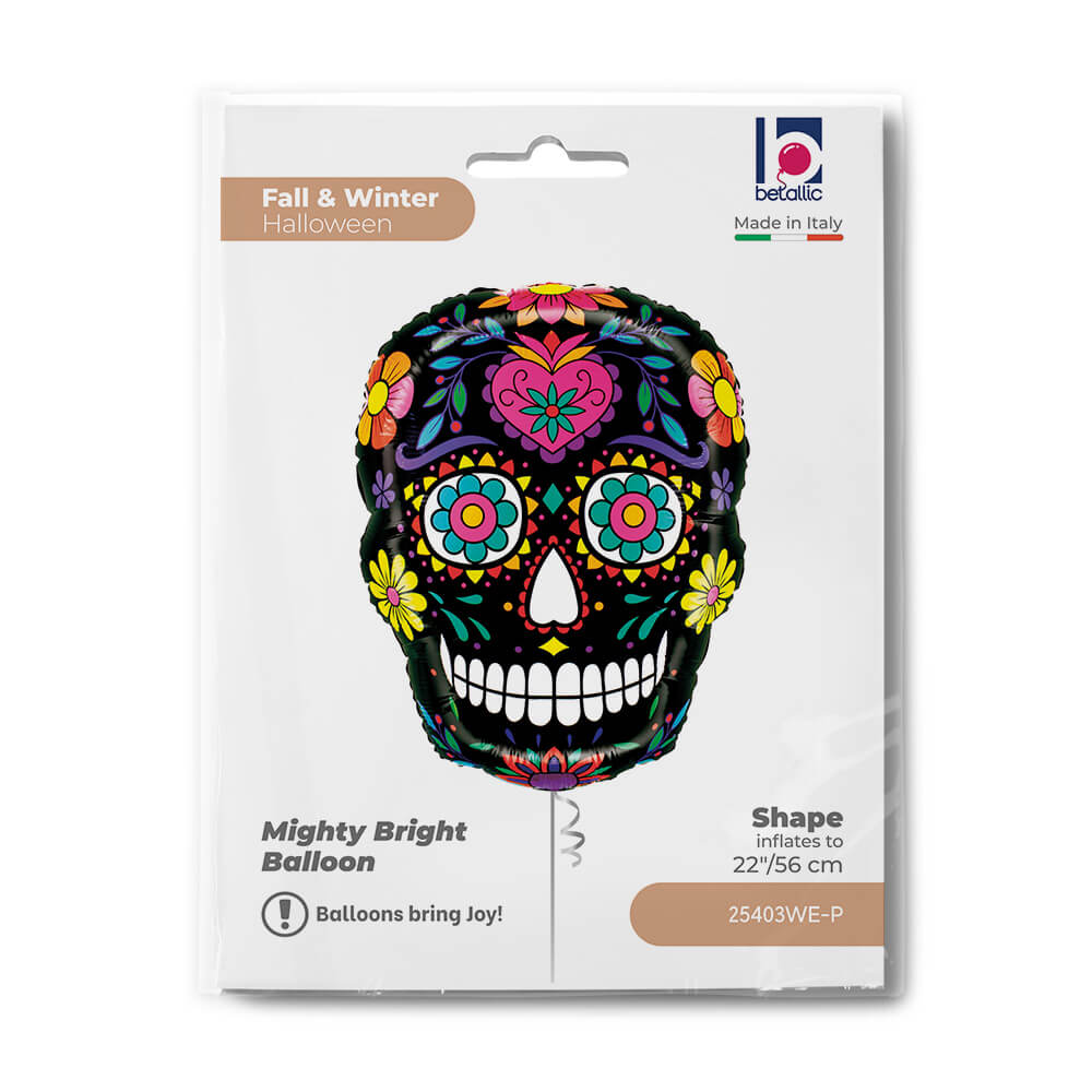 Mighty Black Sugar Skull Balloon