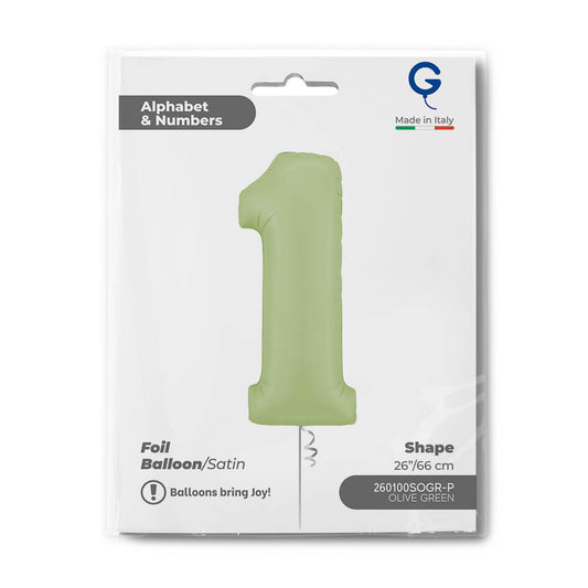 Number 1 Satin Olive Green 26incSingle Pack