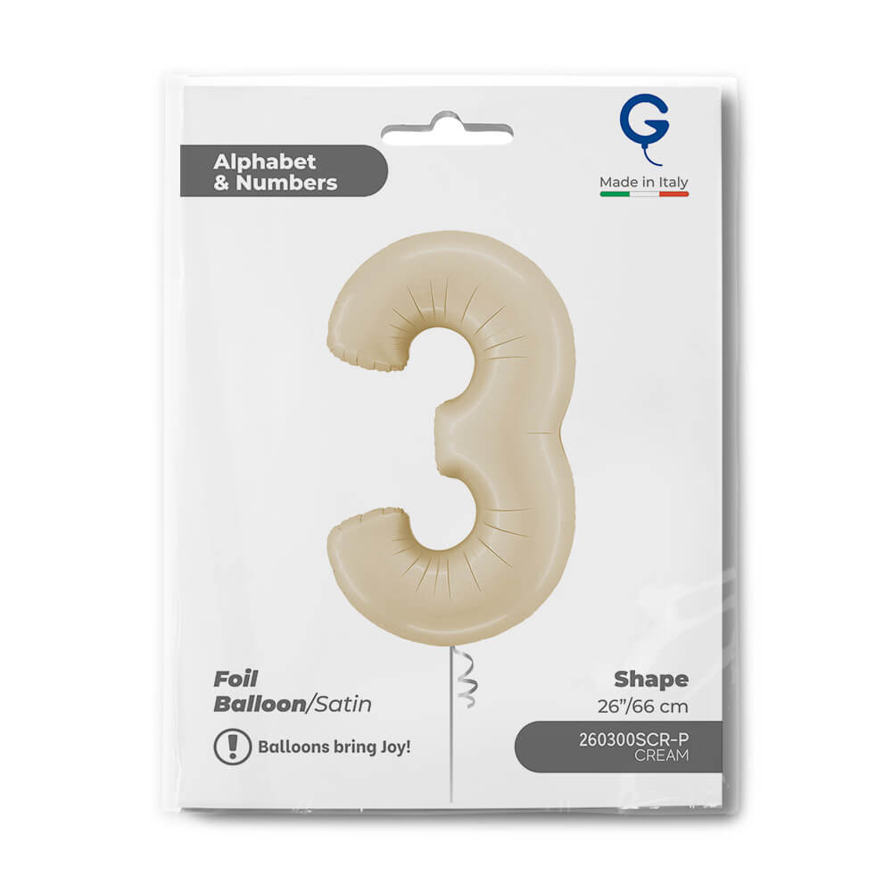 Number 3 Satin Cream 26inc Single pack