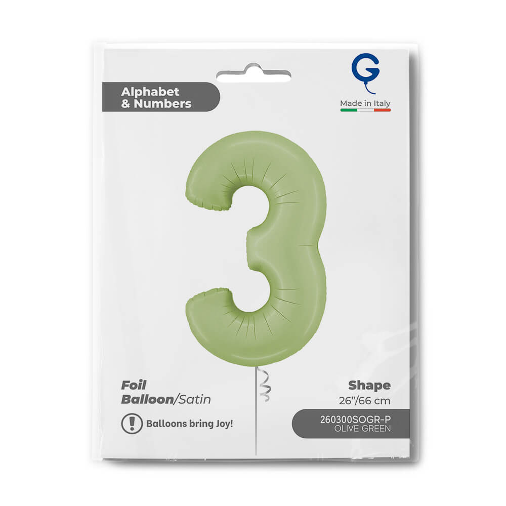 Number 3 Satin Olive Green 26inc Single Pack