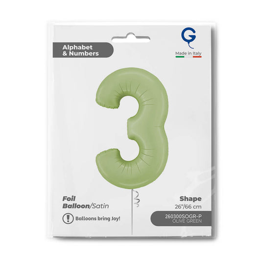 Number 3 Satin Olive Green 26inc Single Pack