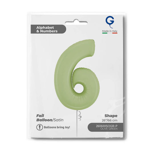 Number 6 Satin Olive Green 26inc Single Pack