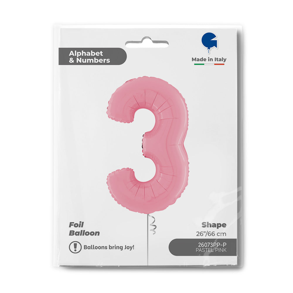 Number 3 Pastel Pink 26inc