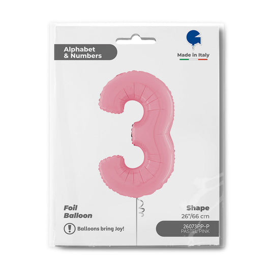 Number 3 Pastel Pink 26inc