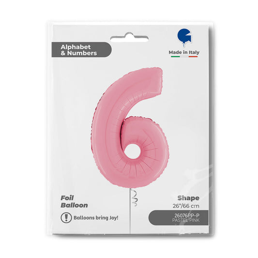 Number 6 Pastel Pink 26inc