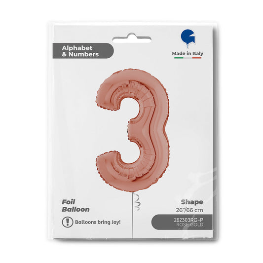 Number 3 Rose Gold 26inc