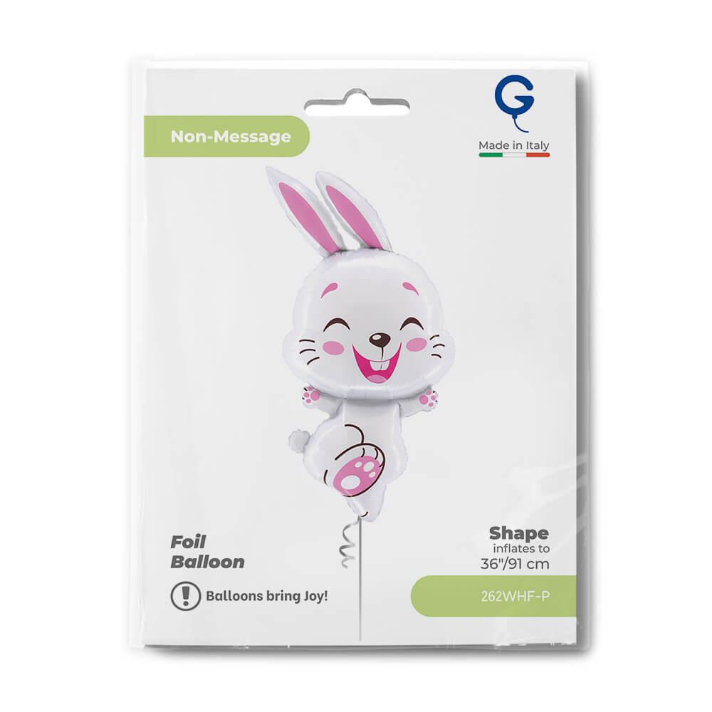 Bunny White Fuxia Balloon