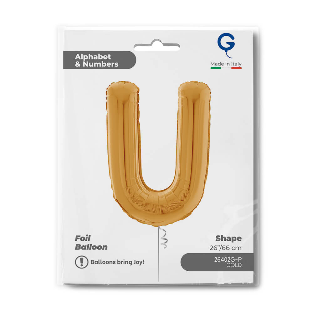Letter U gold 26" Balloon