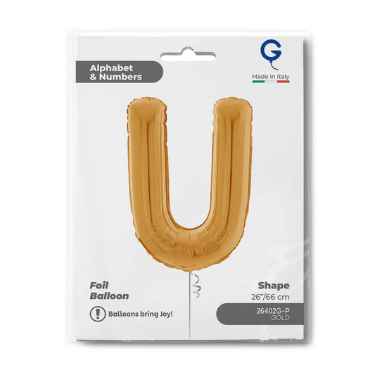 Letter U gold 26" Balloon