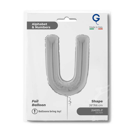 Letter U silver 26" Balloon