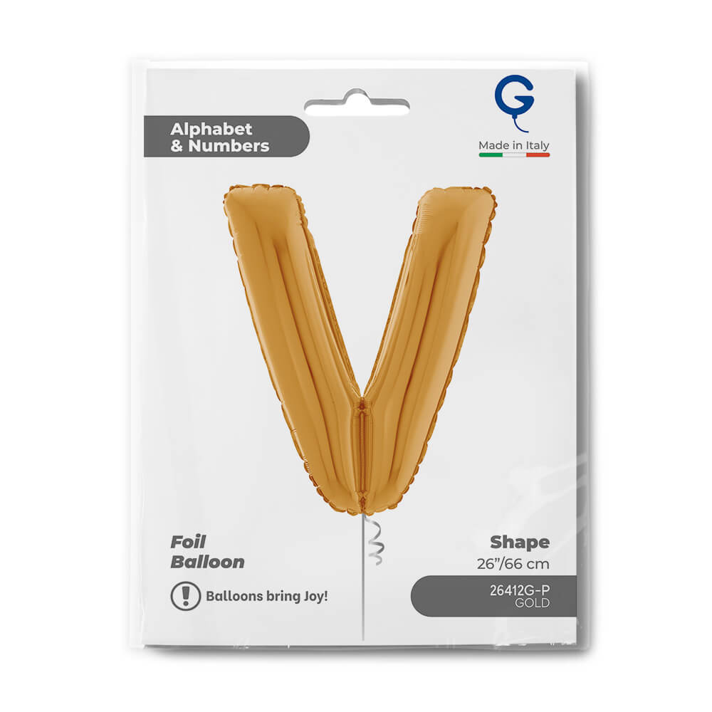 Letter V gold 26" Balloon