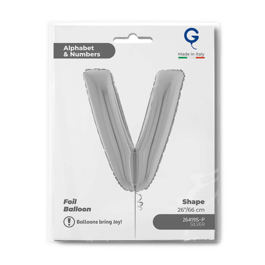 Letter V silver 26" Balloon