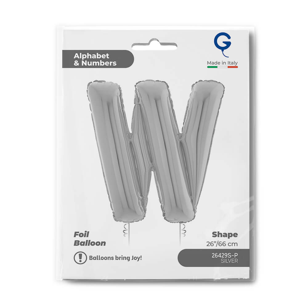 Letter W silver 26" Balloon